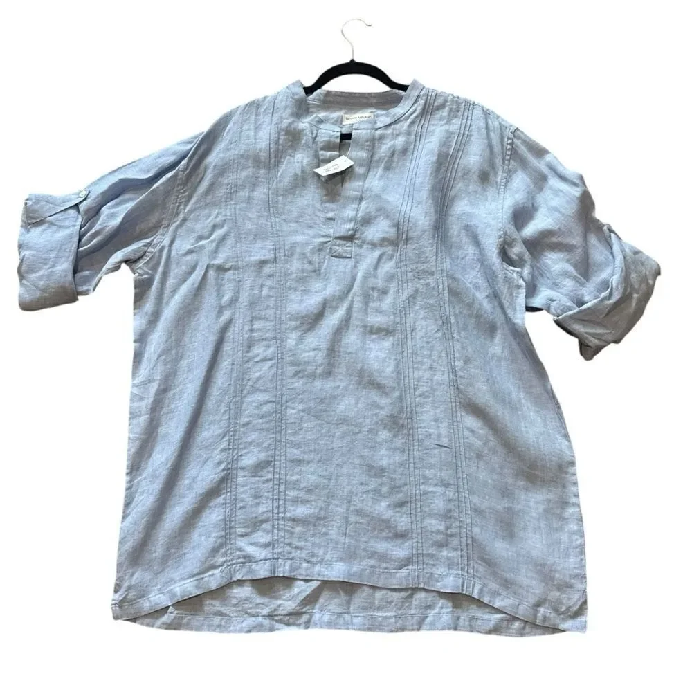 Banana Republic Vintage Light Blue Loose Linen Tunic Shirt